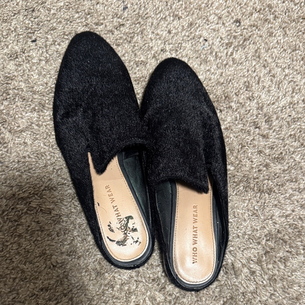 Who What Wear Black Textured Mules